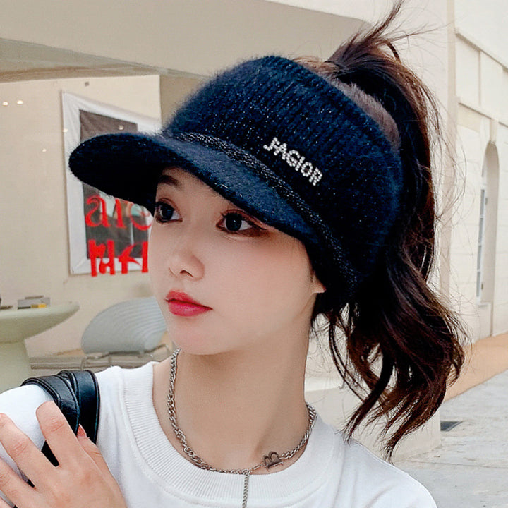 Women's Thickened Warm Knitted Hair Pull Through Hats